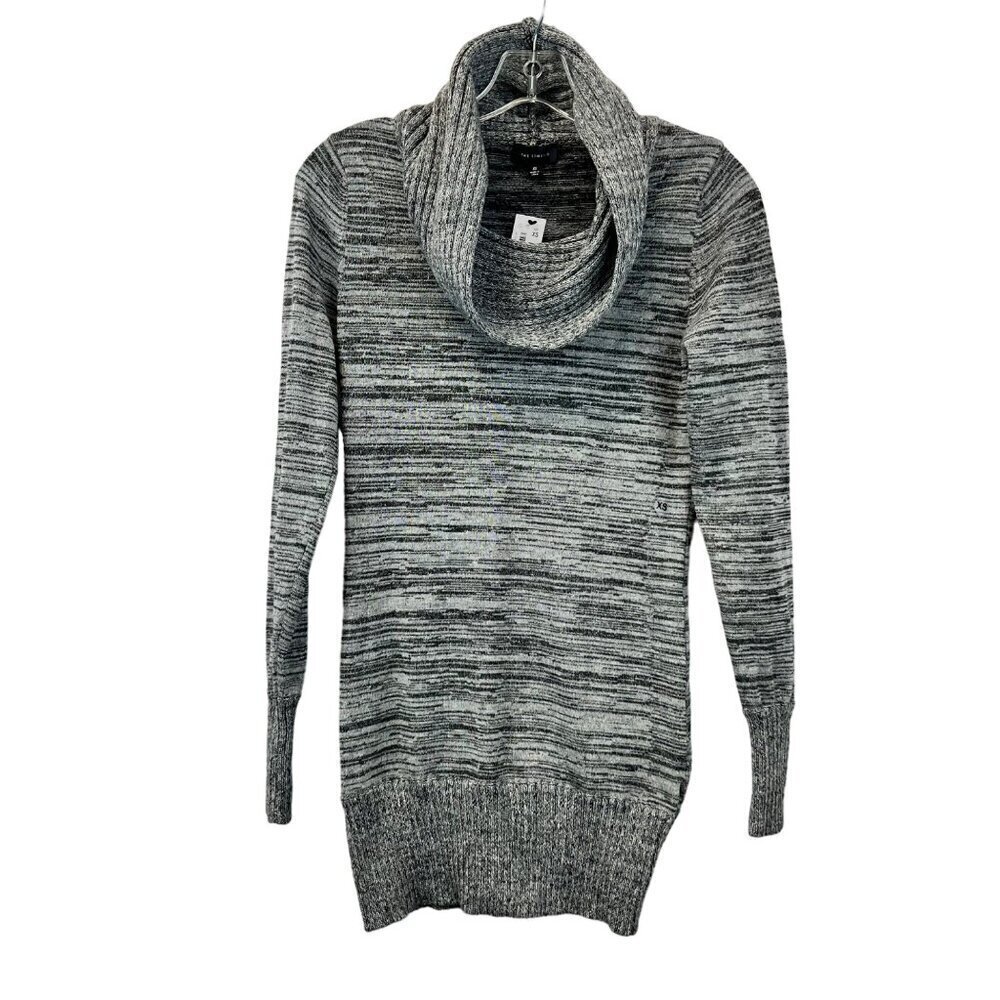 The Limited Cowl Neck Long Sleeve Pullover Tunic Sweater Gray Striped XS New